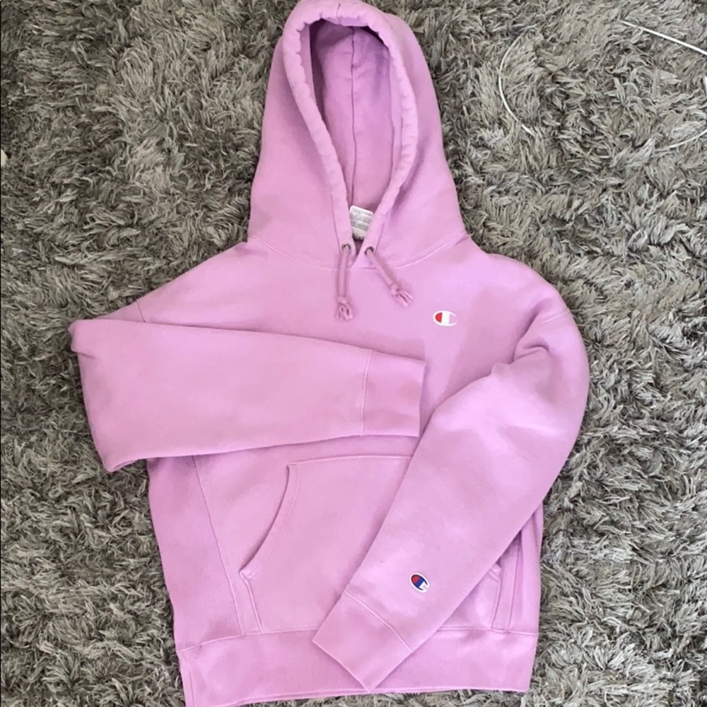champion purple/pink reverse weave hoodie
